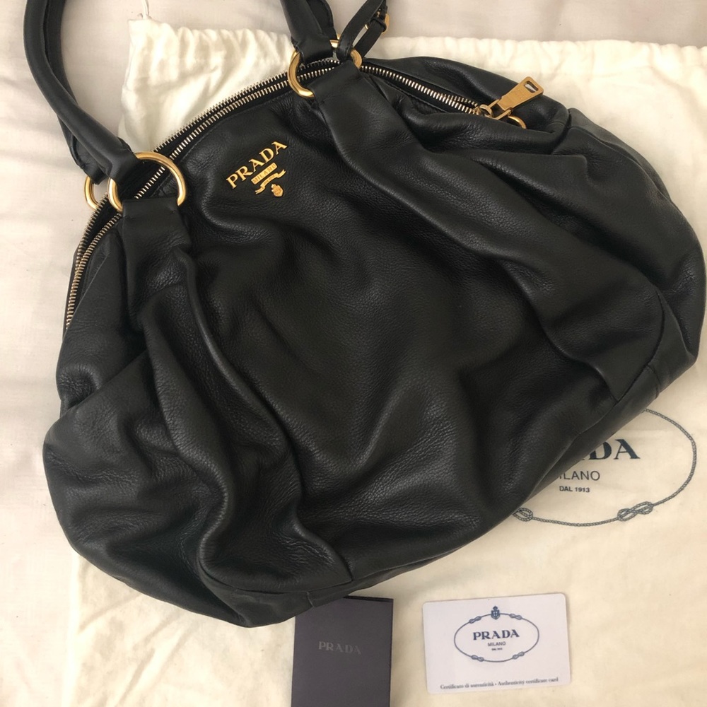 Authentic PRADA Soft calf hobos handbag